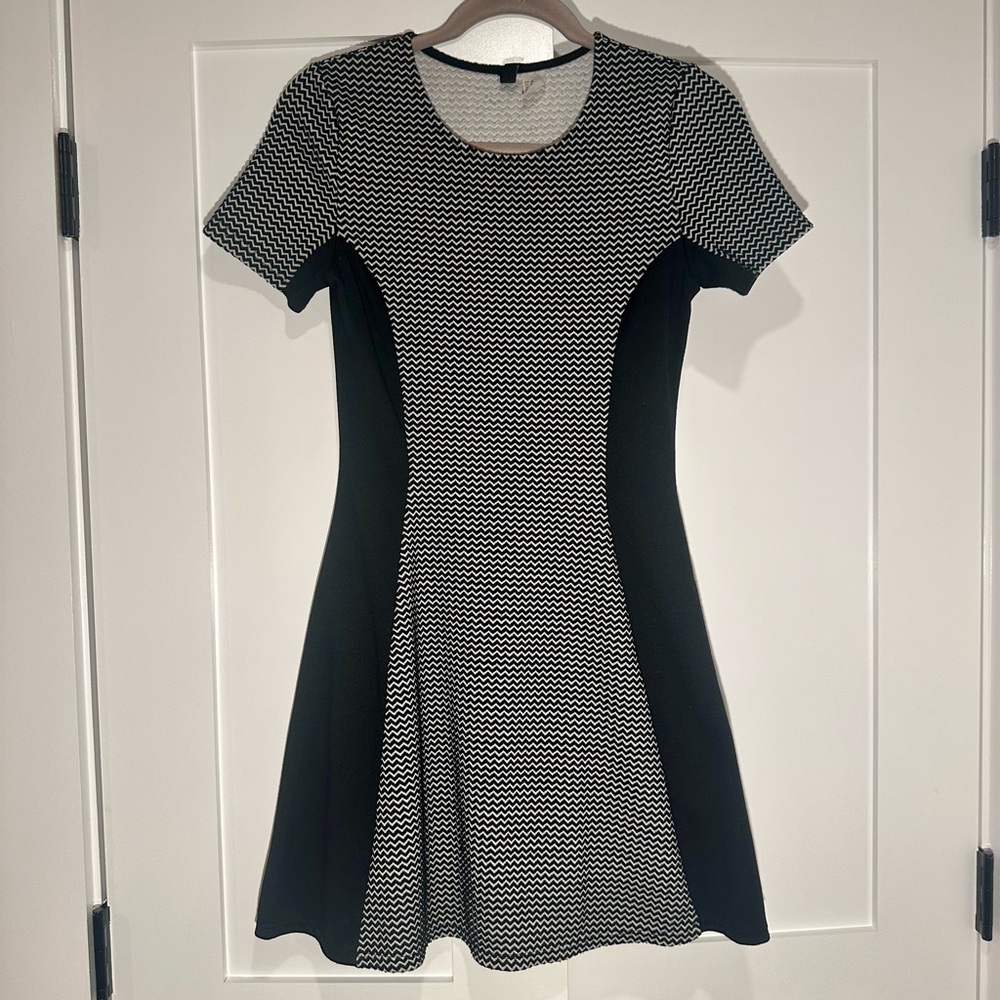 H&M black and white skater dress